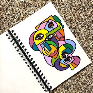 Original Painting of Cubist Faces